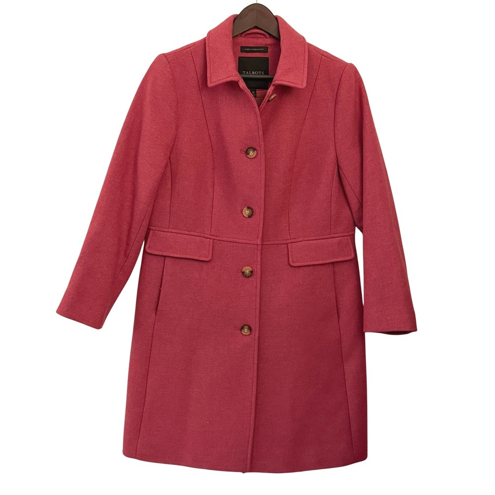 Talbots‎ Wool Blend Car Coat Womens 10 Pink Excellent Italian Fabric VN1953